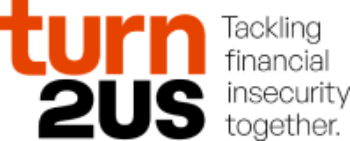 Turn2Us logo. Tacking financial insecurity together.