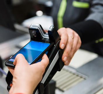 Tapping on a card machine