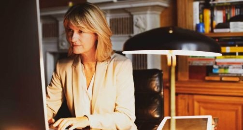 Woman working on a computer