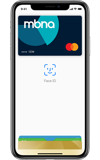 iPhone with MBNA card in Apple Pay wallet