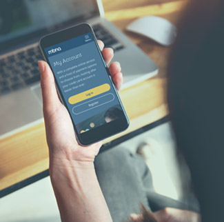 Smartphone with MBNA My Account on screen