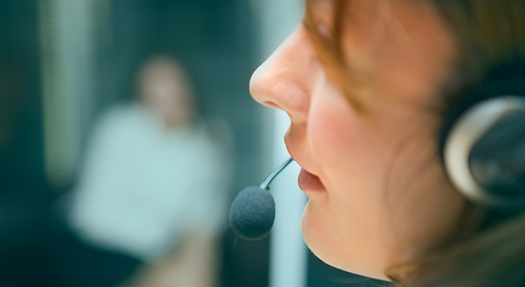 Call centre advisor answering a call