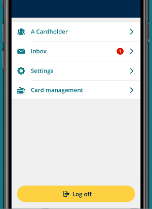 MBNA Card Services mobile app showing Card management selected
