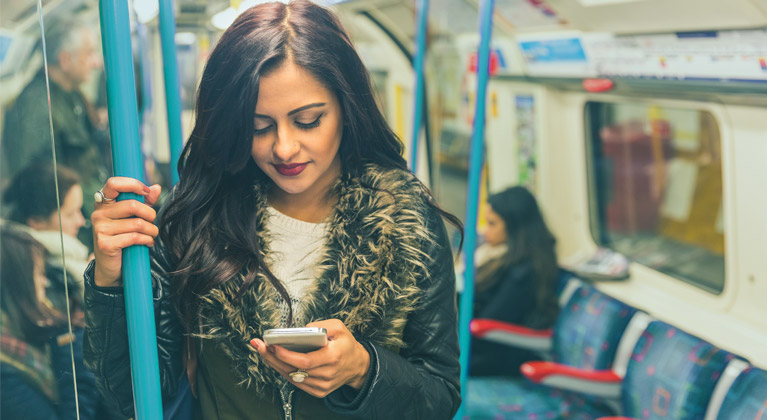 Woman on London underground