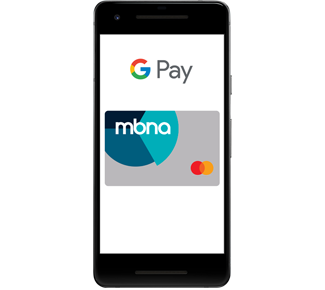 Smartphone with MBNA card in Google Pay