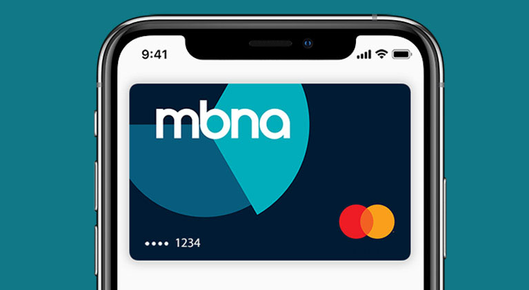 Apple iPhone with MBNA card in Apple Wallet