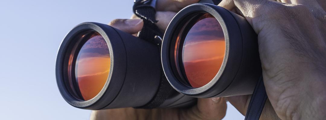 Person holding binoculars