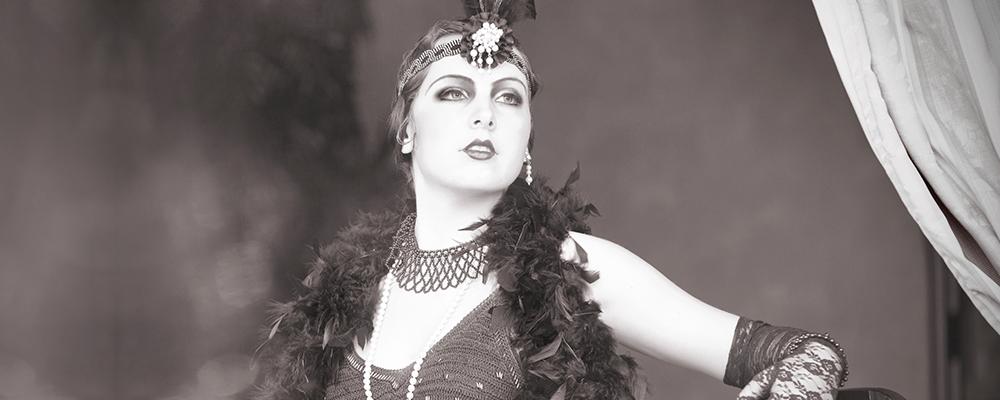 Woman wearing 1920's style clothing